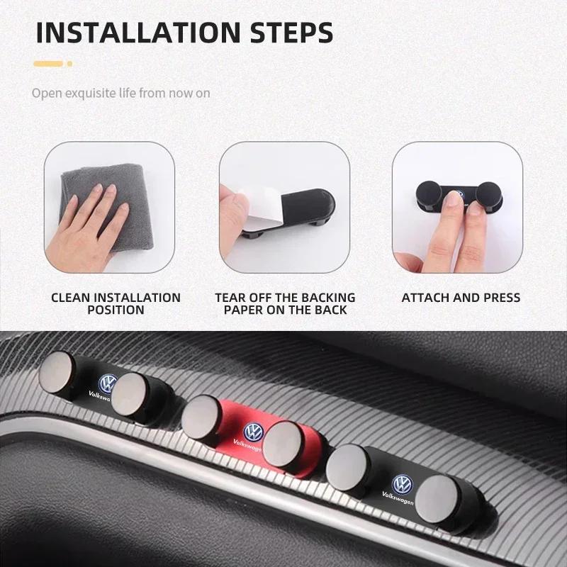 2026 Hot Valve Stems Caps Car Sticker For VW Volkswagen Jetta MK5 Golf Multifunctional Car Double Hook Charger Cable Line Organizer For V ET1