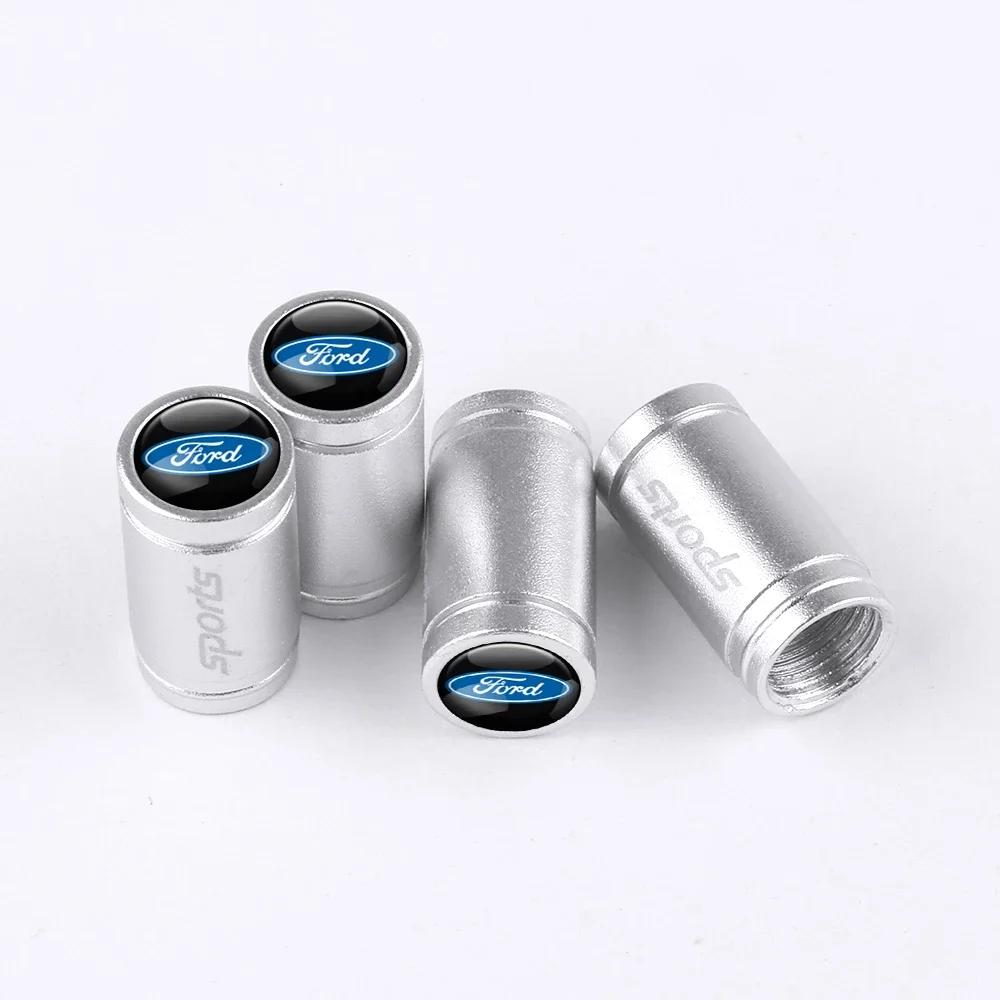 New 2026 Car Sticker 4pcs Metal Car Styling Wheel Tire Valve Air Stem Cap Covers For Ford Ranger Focus Kuga Mustang S-MAX Transi