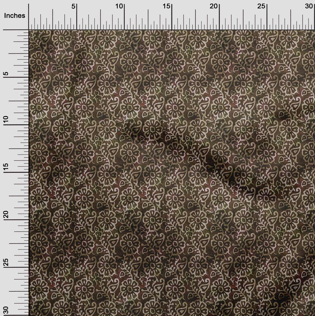 oneOone Ткань Cotton Flex Dark Rose Brown, азиатский батик, цветочный швейный материал, принт, ткань по ярдам, 40 дюймов