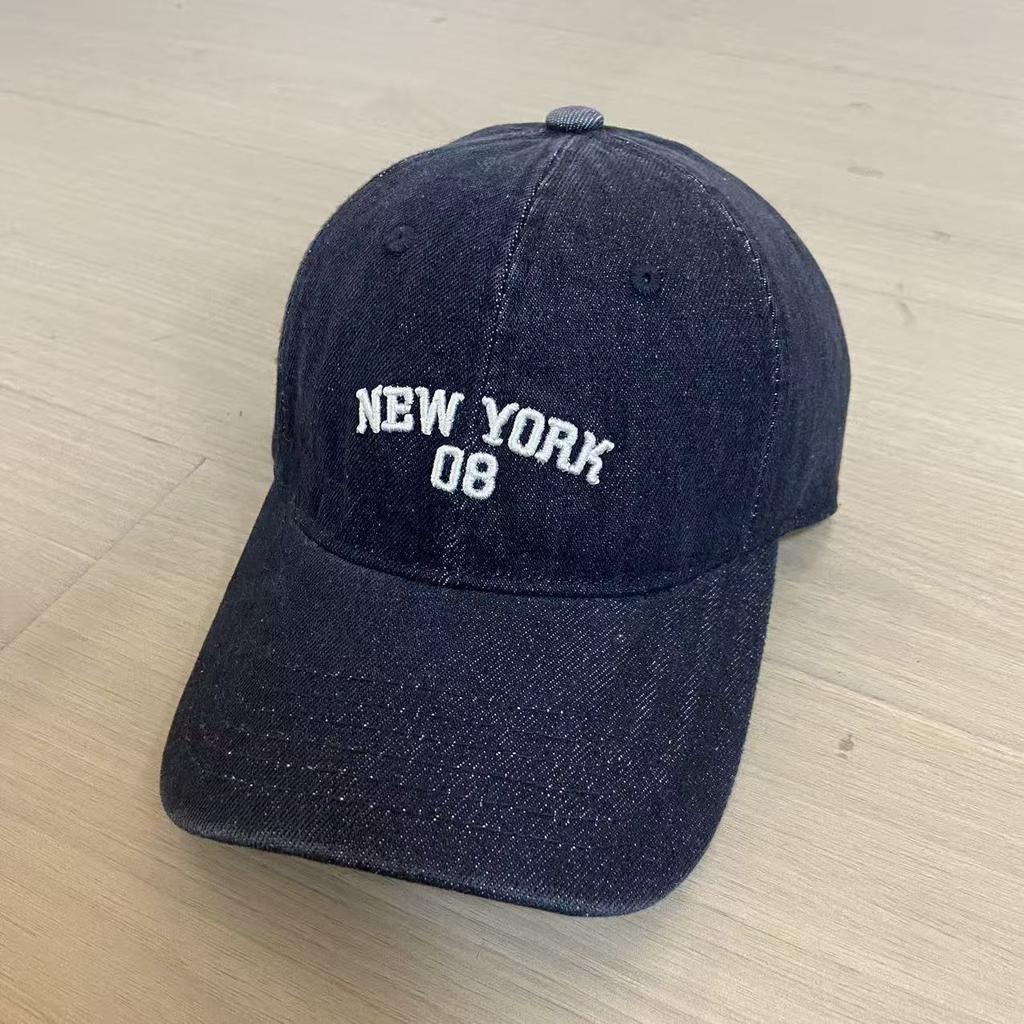 American Retro Baseball Cap Women'S Big Head Circumference Washed Heavy Industry Denim Wide Brim Cap