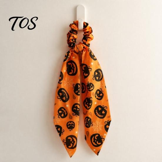 Soft Hair Scrunchie Halloween Satin Scrunchies for Women, Funny Pumpkin Printed Elastic Ties, Tie Ponytail Holders, Decorative Accessories Daily Wear