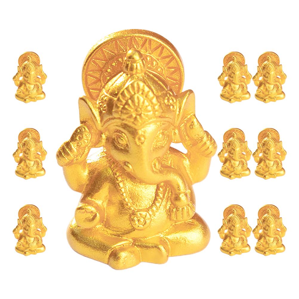 10 Pcs Miniature Landscape of Ganesha Temple Décor Fairy Garden Figurine Car Pooja Items Statue Resin Ganpati Idol Buddha