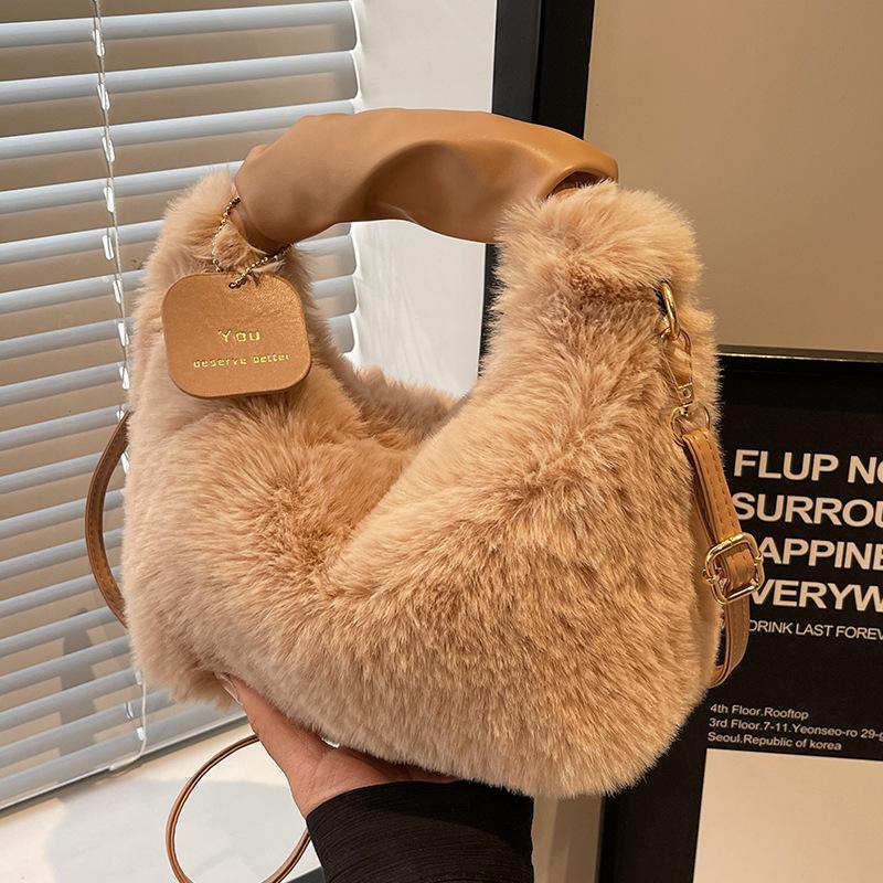 Высококачественная популярная плюшевая сумка Fairy, новый стиль, зимняя сумка, плиссированная женская сумка, сумка через плечо на одно плечо