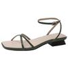 Comfortable 2024 Summer New Versatile Fairy Style Thick Heel Low Heel French Open-toe One-word Buckle Roman Sandals