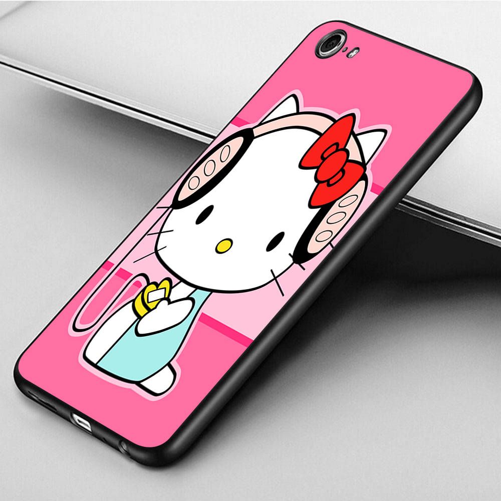 KT62 Cute Hello Kitty Case for Xiaomi Poco X6 X4 M5 M6 F5 F6 C65 C55 C50 C51 C40 Redmi Note 7 8 14C A3X 13C 12C 11 10A 9C Pro Black Sofe Cover