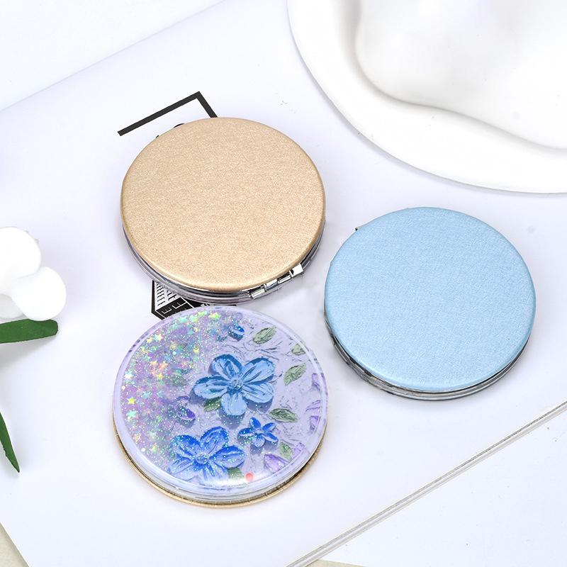 Портативное двухстороннее складное косметическое зеркало с перетекающим сверкающим песком, женские подарки, мини-зеркало для макияжа, компактные карманные зеркала