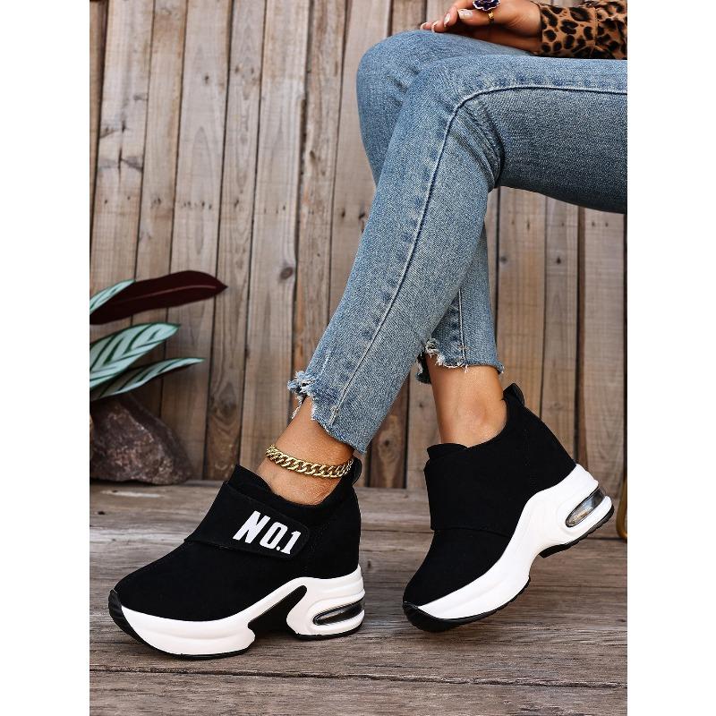 Alphabet Plus Size Wedge Sneakers 2025 Fall New Velcro Platform Casual Shoes