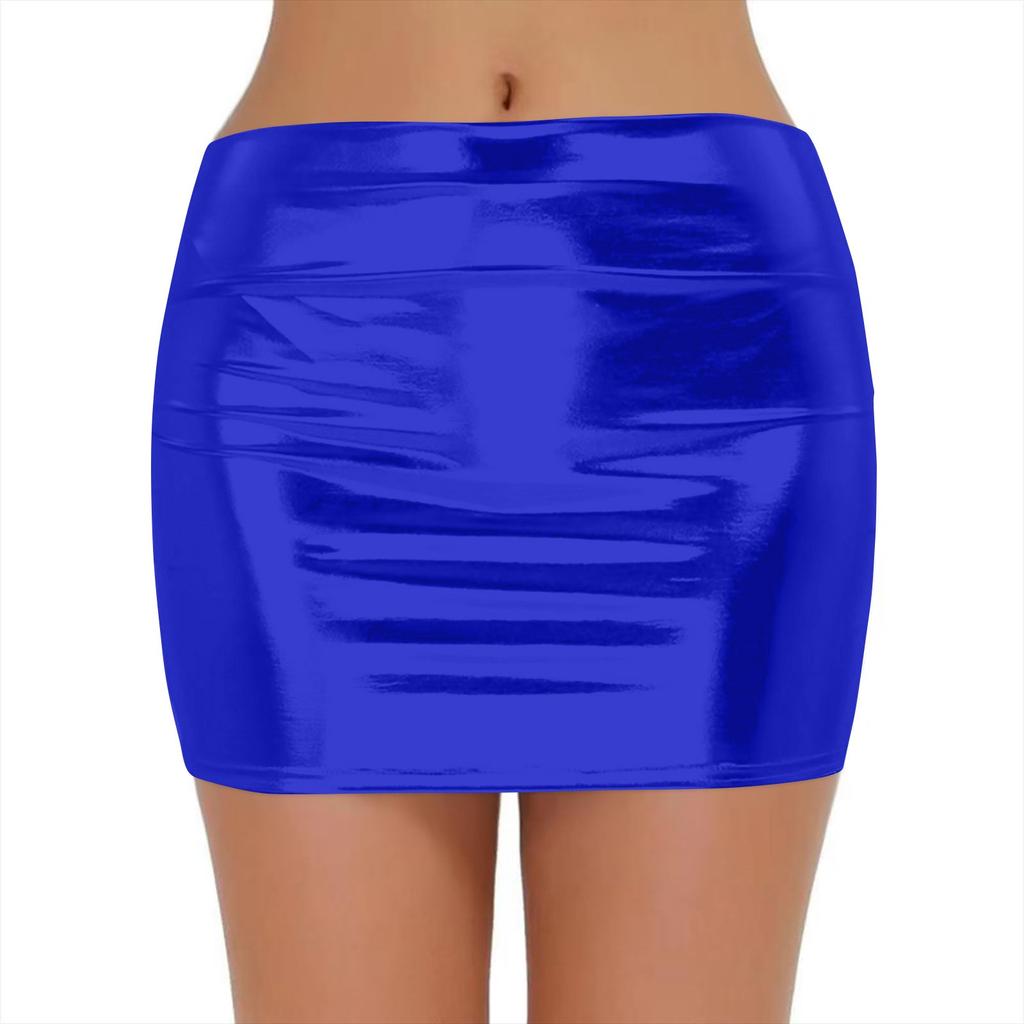 Женская модная однотонная блестящая эластичная облегающая юбка, сексуальная юбка-карандаш с высокой талией для вечеринок и клубов