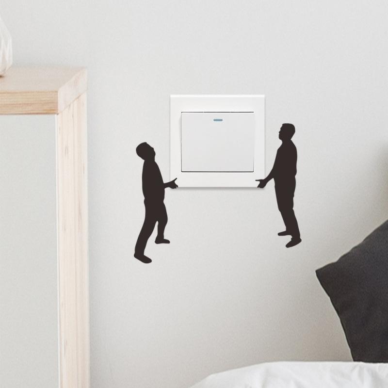 1Pc Self-Adhesive Switch Socket Stickers Funny Character Living Room Bedroom Removable Decorative Stickers