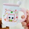 Cat Cup Household Set High Temperature Resistant Water Cup with Lid Spoon Cartoon Mug High Appearance Large Capacity Ceramic Cup