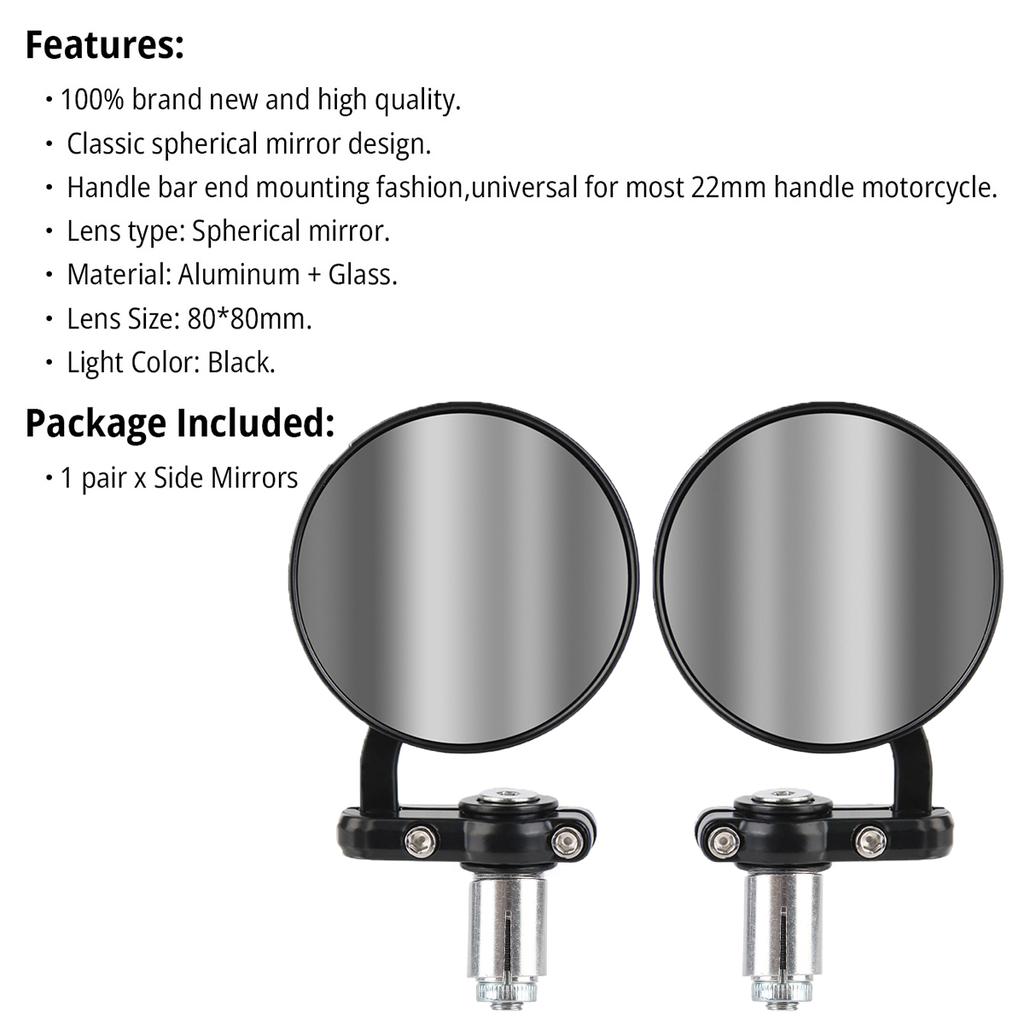 Зеркала мотоциклетные крепление на торцы руля зеркало заднего вида боковое 2 шт. аксессуары для мотоцикла