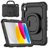 Для iPad 10-го 10.9 2026, Ударопрочный защитный силиконовый чехол военного класса 360 Складная ручка-захват + Ремень для переноски через плечо