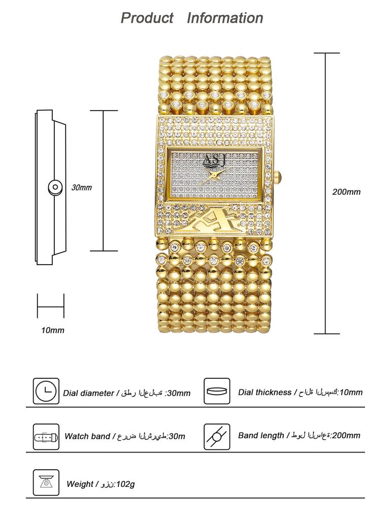 UTHAI CQ415 Ближневосточная мода Женские часы Простые часы с бриллиантами Кварцевые часы Легкая роскошь Часы в подарок для женщины