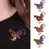 Women Fashion Big Rooster Brooch Jewelry Multicolor Crystal Rhinestone Brooche Animal Brooches