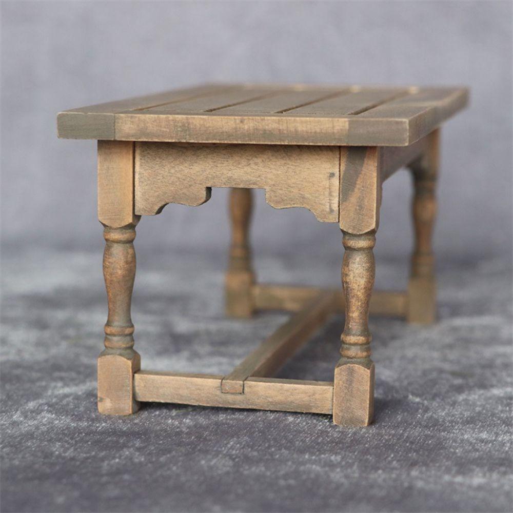 Miniature Wooden Dining Table Doll House Decoration Table Furniture Toys Simulation chair