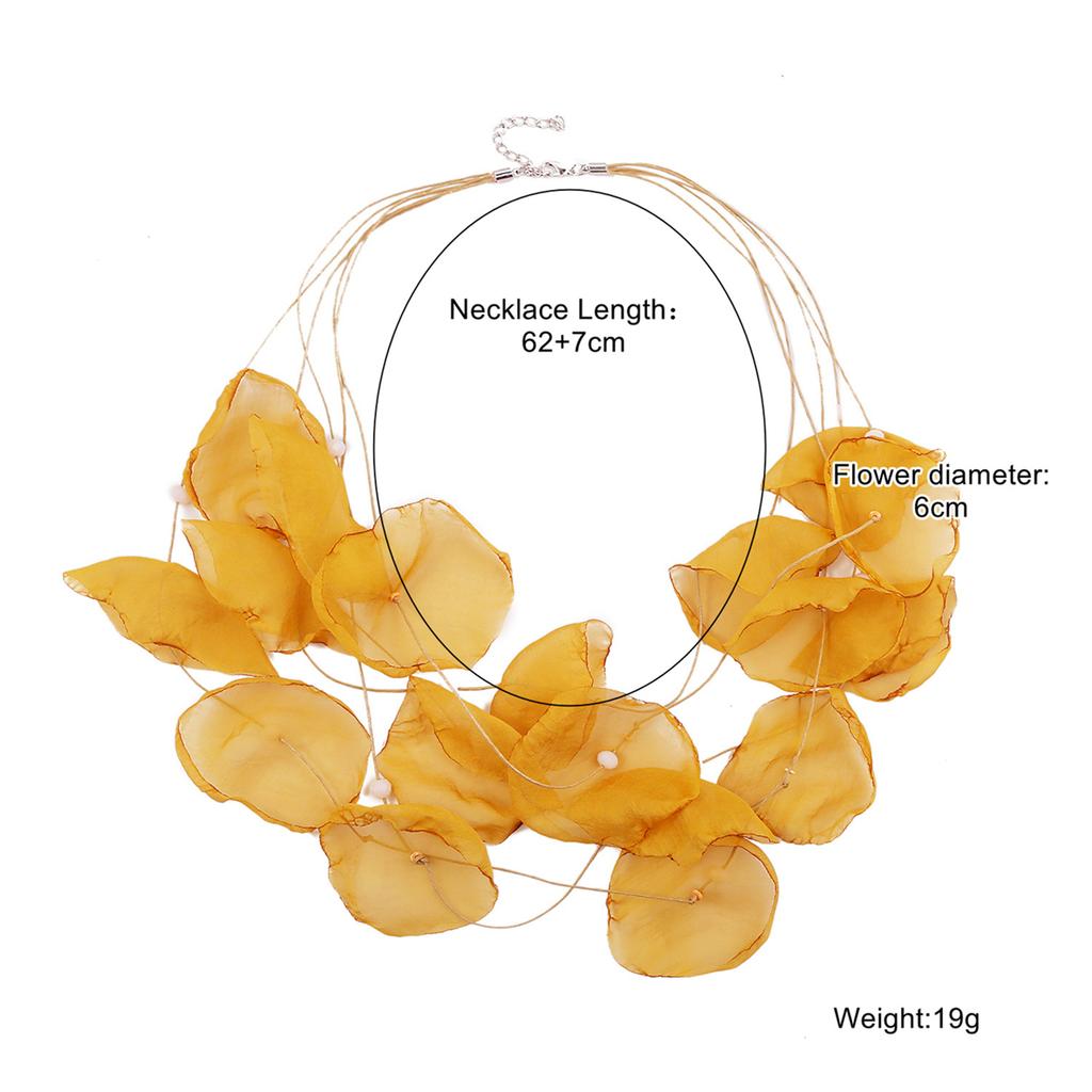 Ожерелье для женщин, аксессуары, преувеличенный темперамент, ожерелье, многослойное кружевное, цветы, сетчатая ткань, лепестки, ожерелье, женское, элегантное ожерелье