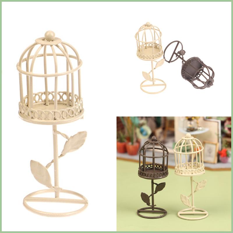 1/12 Simulation Mini Metal Birdcage Model Dollhouse Fairy Garden Decoration Micro Landscape Bird Cage Crafts Ornaments