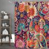 Bohemian Style Floral Shower Curtain, Bathroom Decorative Shower Curtain, Waterproof Shower Curtain with Hooks
