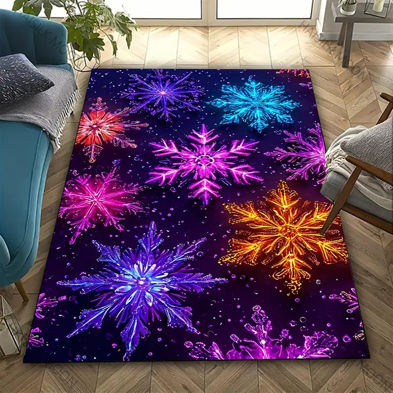 3D HD Printing Snowflake Printed Carpet,Rug for Living Room Bedroom, Office Large Areas,Durable Machine Washable Mat Nice Gifts