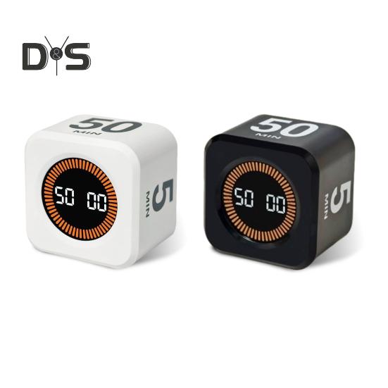 Цифровой куб Помодоро Таймер Визуальное исследование Фитнес Обратный отсчет Производительность Таймер с технологией автоматического переворота Бесшумная работа Вибрация и регулируемый звук
