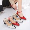 Women Sweet High Quality Pink Comfort European Stylish Bow Tie Square Heel Shoes Lady Classic Beige Summer Party Shoes