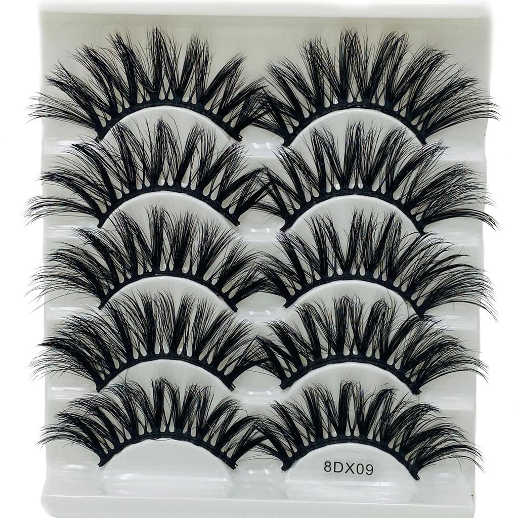 Beauty Eye Makeup Tools Criss-cross Thick Long False Eyelashes Wispies Fluffies 8D Mink Hair