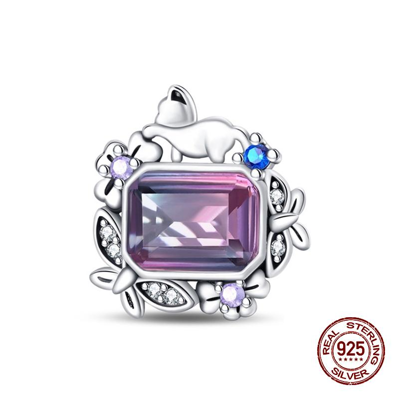 Новинка, 100% стерлингового серебра 925 пробы, цветы, драгоценные камни, подвески-бабочки, бусины, подходят для оригинального браслета 925 пробы, сделай сам, теплые украшения, подарок на день рождения