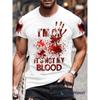 Summer Bloody Printed T-shirt for Men's Casual Versatile Round Neck Short Sleeve T-shirt for Men's Top