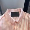 Рубашка женская в полоску розового цвета с цветными пуговицами, летняя, с короткими рукавами, в студенческом стиле, свободная, с отложным воротником, женская рубашка