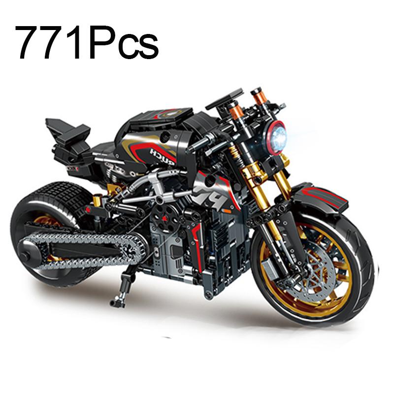 MOC City Technical Super Motorcycle Racing Motorbike Model Building Block DIY Locomotive Brick Toys for Children Boys Gifts