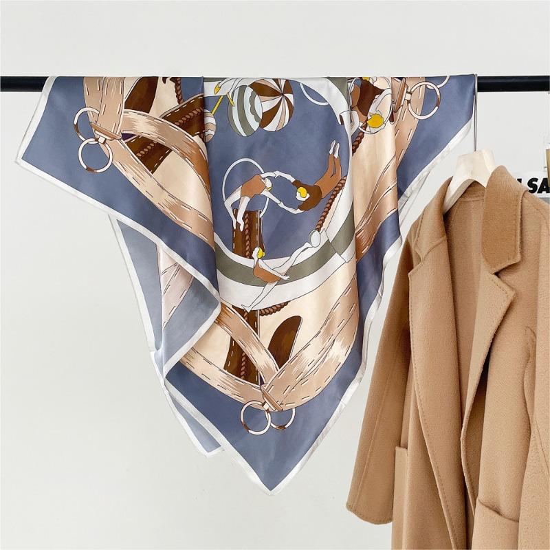 Spring New 90 Plain Crepe Satin Mulberry Silk Silk Scarf Women's Light Luxury Silk Printing Shawl Versatile Silk Gift