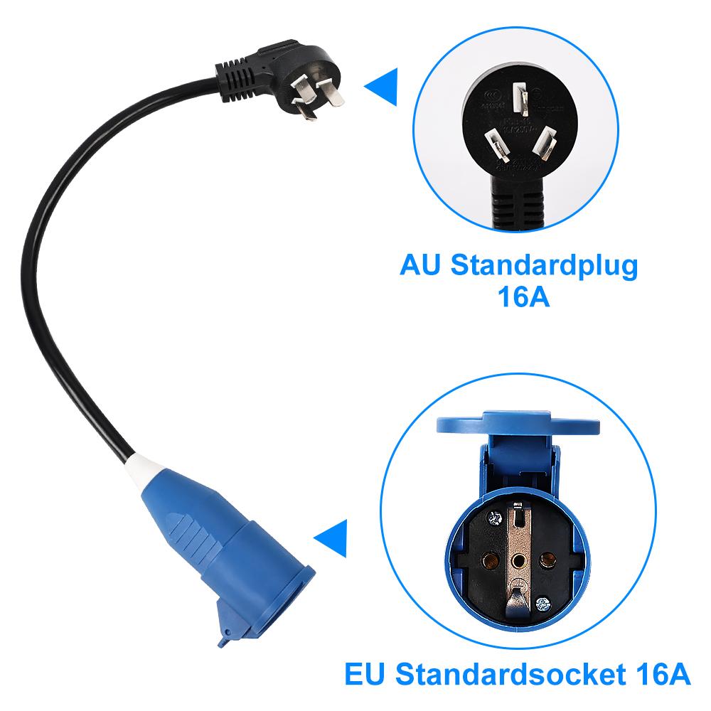 IPENGEN EV Charger Adapter 16A 3.5KW 1Phase EU Plug Multiple Plug Connector with Power Supply Side for Electric Car Charger