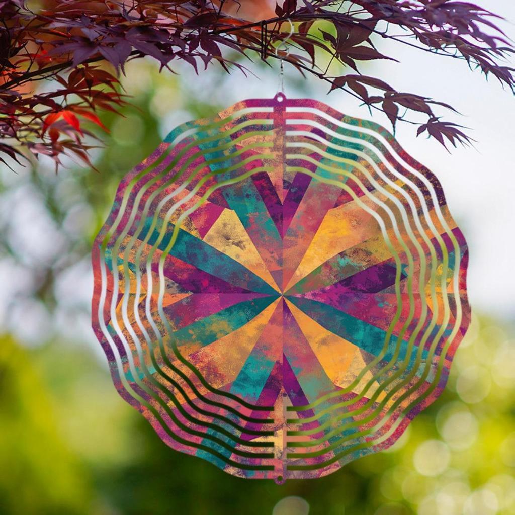 10-дюймовый уличный металлический колокольчик ветра с вращающимся крючком, дизайн «Солнечный луч» для декора сада и балкона, прочный, не требует батареек, подарок для семьи и друзей