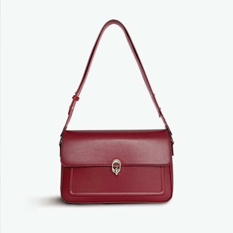 Женская новая высококачественная текстурированная нишевая сумка в стиле ретро в стиле ретро, красная квадратная сумка через плечо с клапаном из искусственной кожи