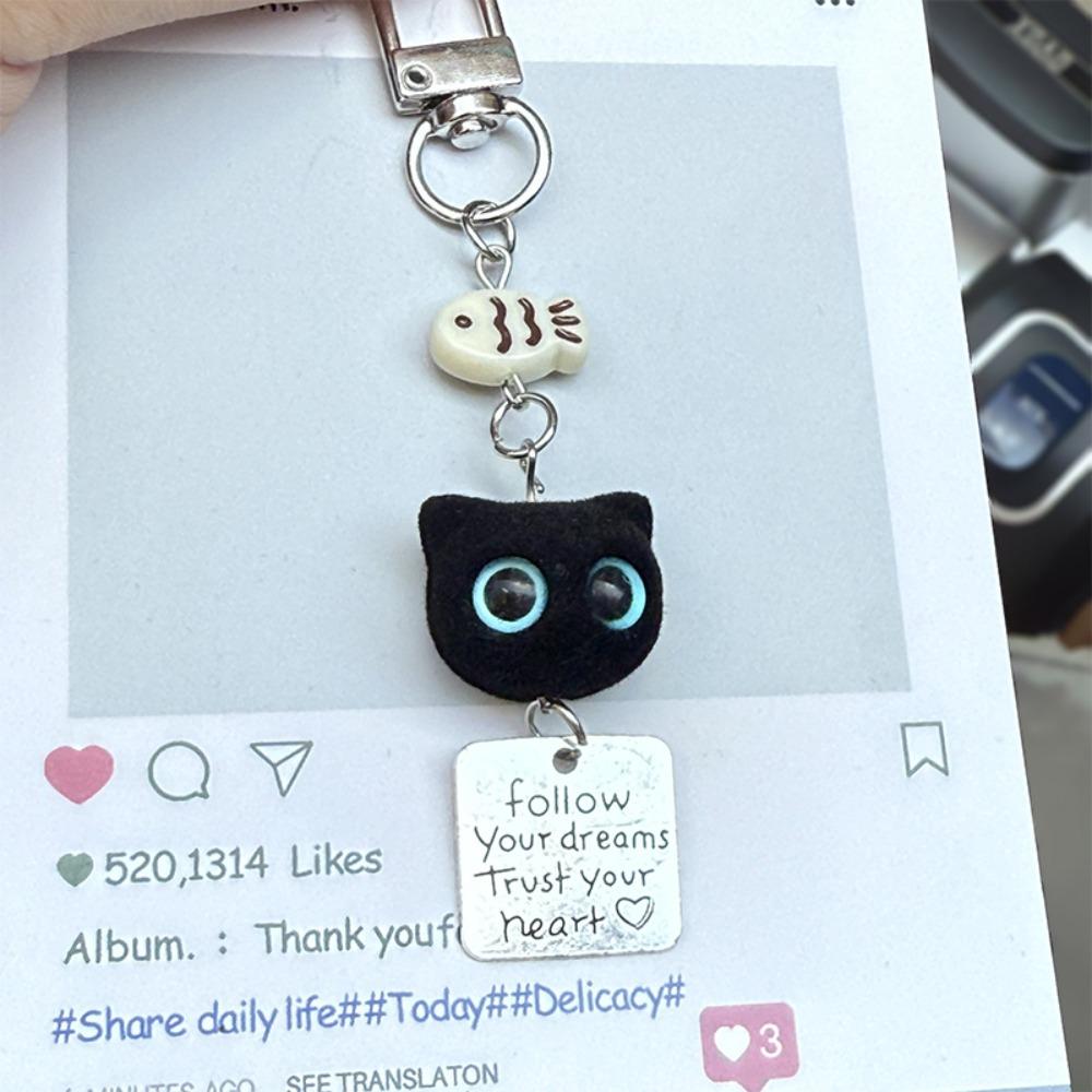 Bag Decorative Y2K Phone Charms Cellphone Lanyard Mobile Phone Chain Black Cat Pendant Backpack