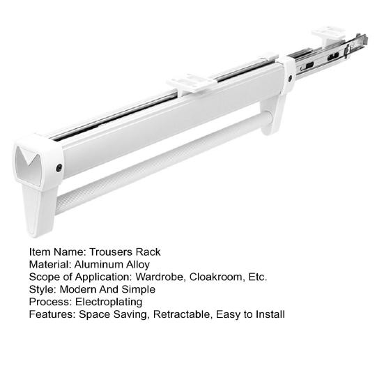 Pull-Out Pants Rack Heavy Duty Aluminum Alloy Space Saving Retractable
