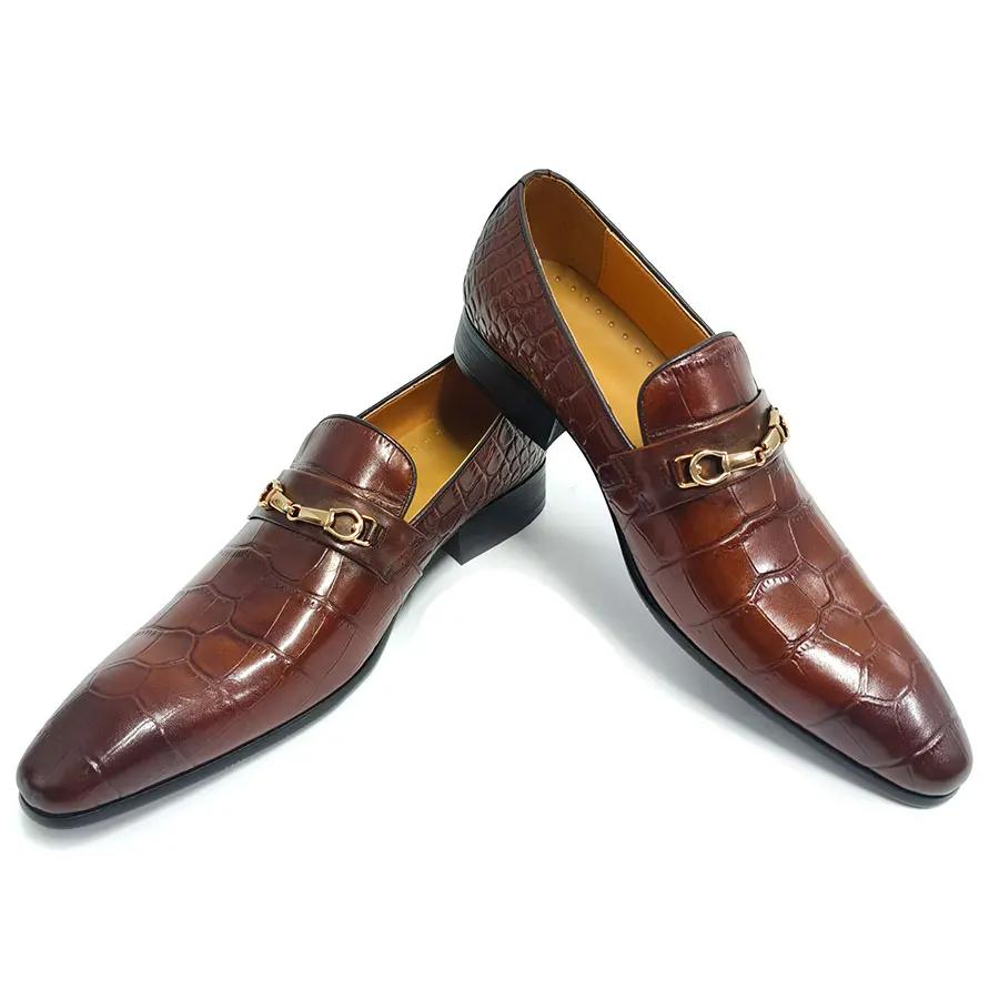 Модные мужские лоферы с узором крокодиловой кожи, обувь из натуральной кожи, роскошные Zapatos De Hombre, новые элегантные коричневые, высокого качества, ручной работы, обувь для костюмов
