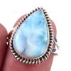 Natural Republic Ларимар Драгоценный камень 925 Проба Стерлинговое серебро Подарочное кольцо Р.7 j0E42