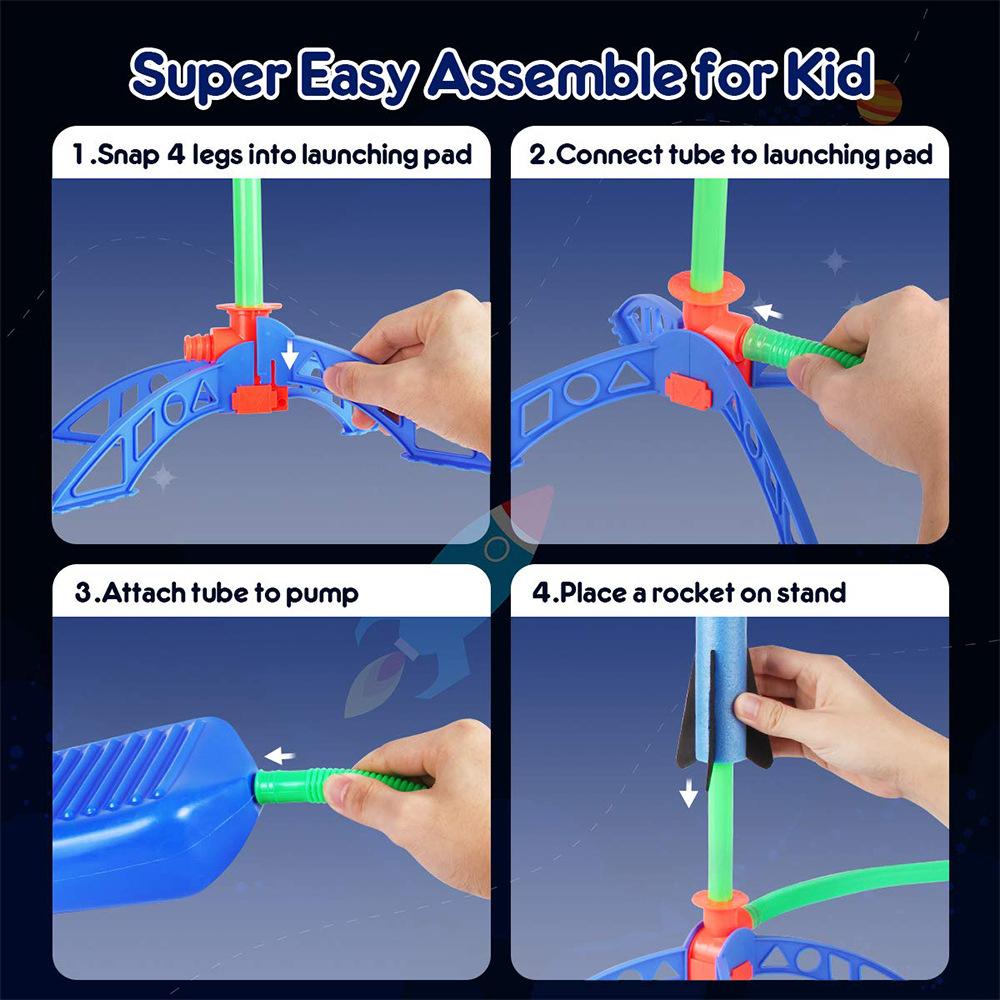 999 Kid Air Rocket Foot Pump Launcher Toys Спортивная игра Jump Stomp Открытый детский игровой набор Игрушечные прессованные ракетные установки Игры с педалью