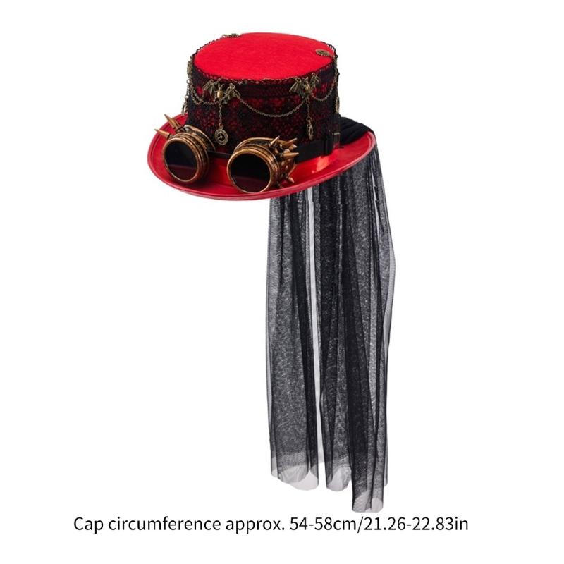 Стимпанк Шляпа-цилиндр с плоским верхом для Женщин Мужчин с Очками Хэллоуин Косплей Вечеринка Костюм Шляпа Готический Стиль Шляпа Шляпа для Музыкального Фестиваля