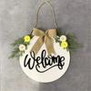Welcome Sign For Front Door Porch Outdoor Decor Spring Rustic Round Wooden Hanging Decor New Daily Necessities
