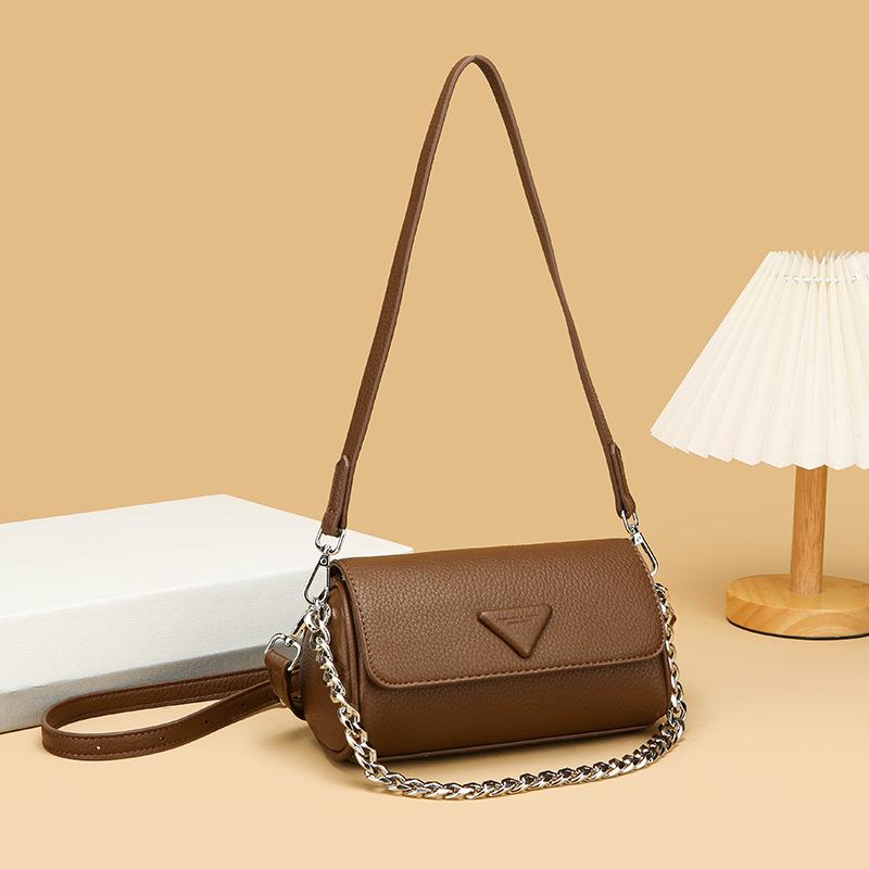 Retro Texture Bag Women'S Fashion Cylinder Pillow Bag Solid Color Shoulder Oblique Span Bag