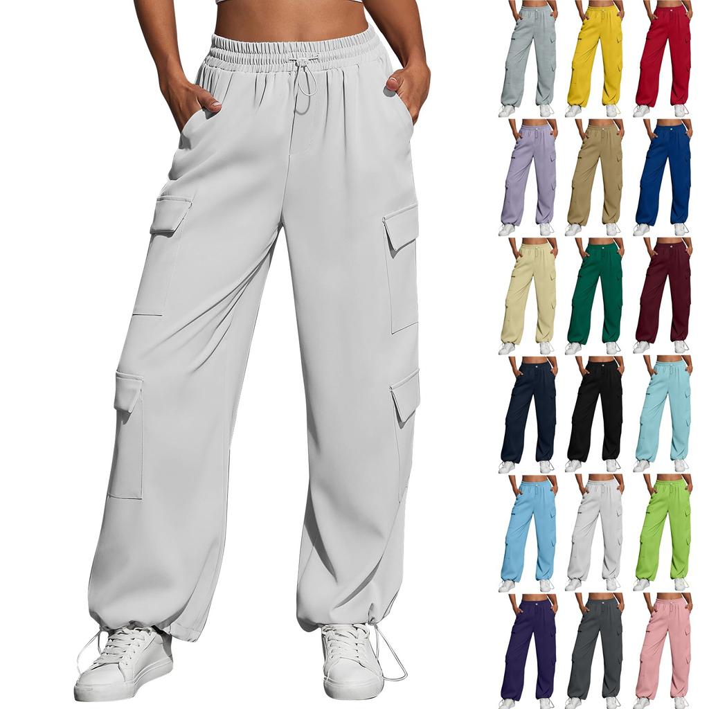 Women's Fashion Sport Solid Color Pocket Casual Sweatpants Pants