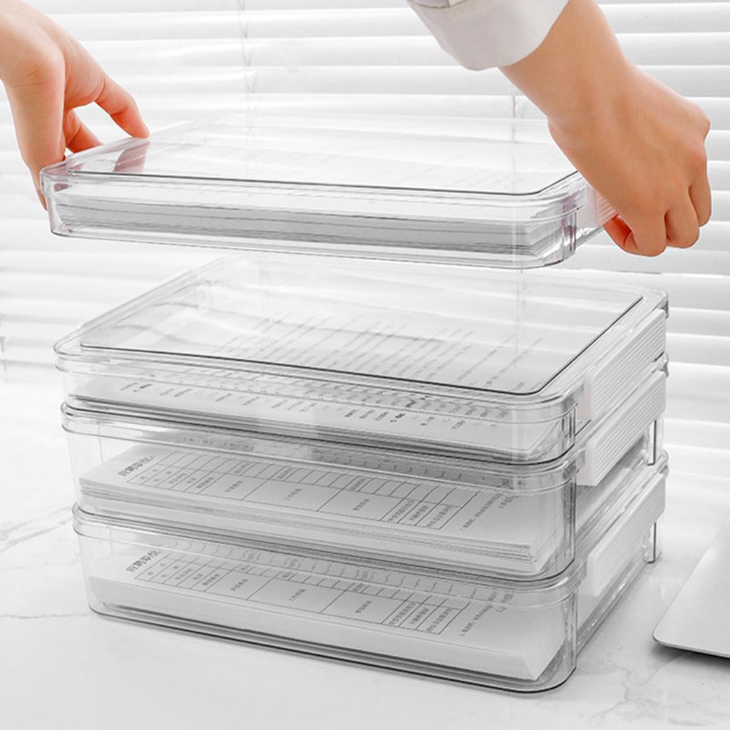 Plastic File Storage Box A4 Size Clear Stackable Organizer Container Documents Certificates Scrapbook Craft Art
