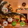12Pcs Christmas Ornaments Santa Claus Hat Pattern Green White Shatterproof Balls Set Xmas Tree Decorations
