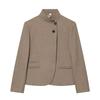 ZA Womens High Neck Blazer Solid Color Office Casual Long Sleeve Suit Jacket
