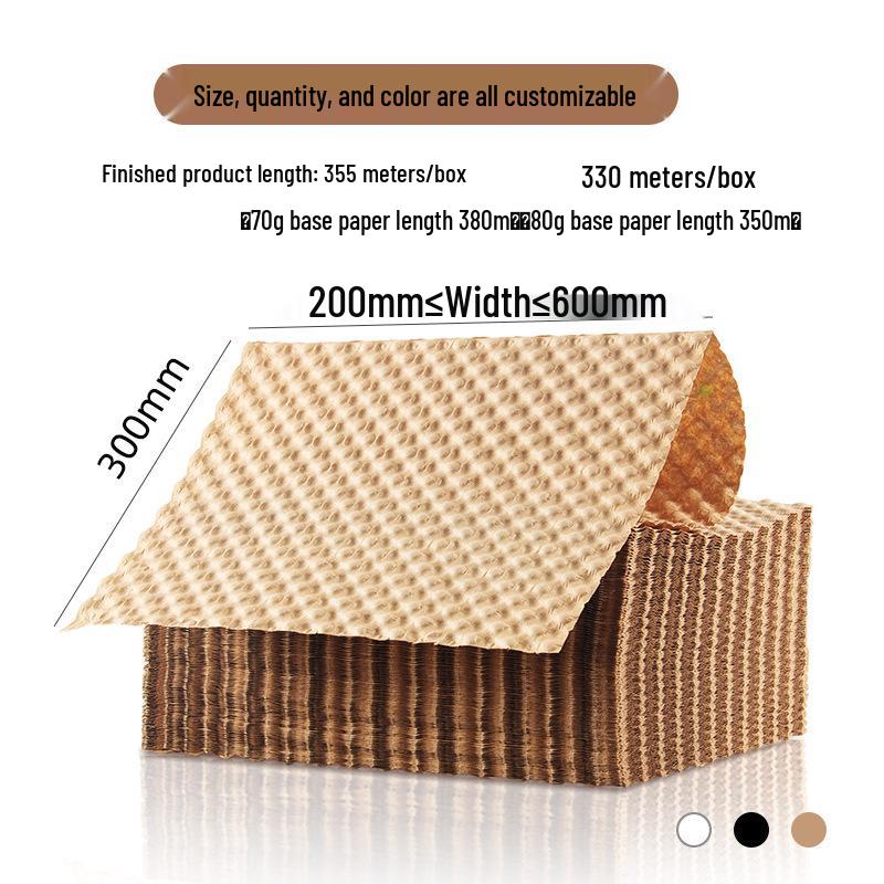 Eco-Friendly Biodegradable Kraft Paper Bubble Wrap Filler Roll - Shockproof Accordion Sheet