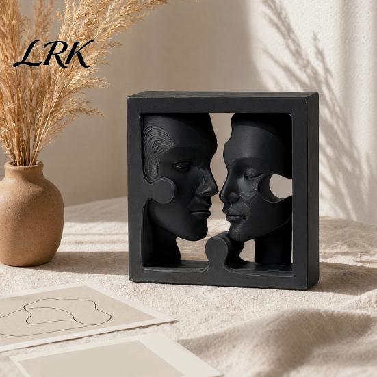 Статуя человеческого лица, 3D-печать, двойная скульптура, современное абстрактное боковое украшение, художественное матово-черное украшение для стола, минималистичное
