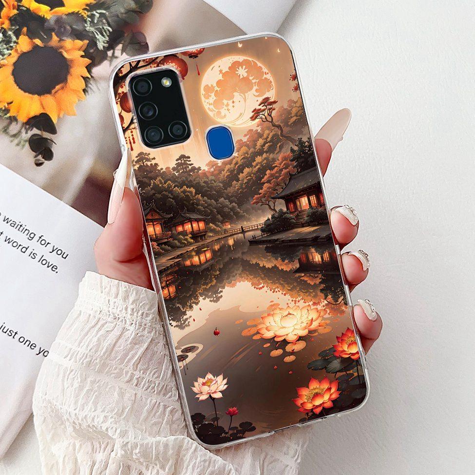 Для Samsung A21s Чехол Прозрачный Модный Роскошный Милый Расписная Задняя Крышка Для Samsung Galaxy A21s Чехол для Телефона A217F A217M A217N