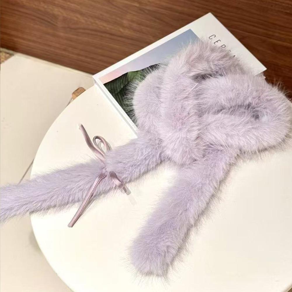 Пушистый шарф с бантом, Харадзюку, женский шарф, элегантный шарф-бант в стиле Y2k, уличная одежда